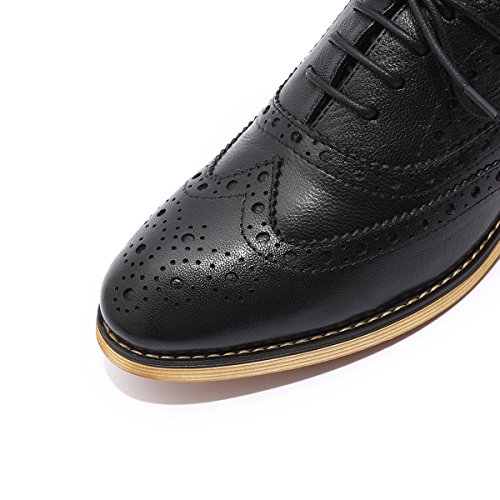 Image of Mona flying Women's Leather Perforated Lace-up Oxford Brogue Wingtip Shoes