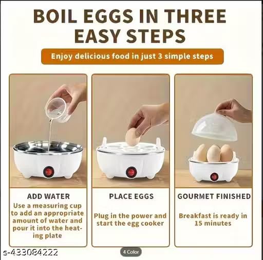 Image of Electric Automatic Off 7 Egg Poacher - Steaming, Cooking, Boiling, Frying - Egg Steamer, Egg Cooker - Stainless Steel - color White1