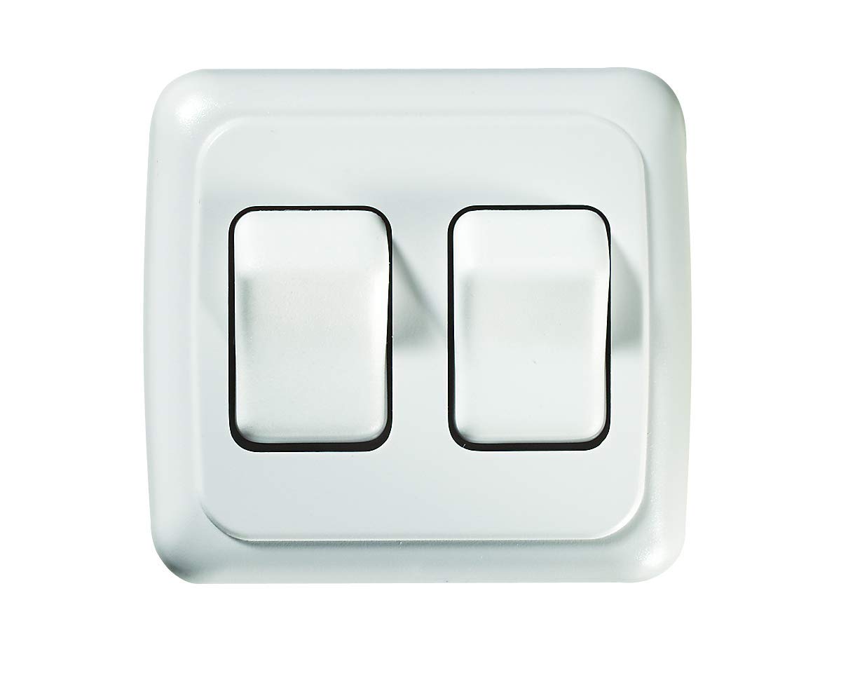 RV Designer S533 Contoured DC Wall Switch On/Off - Double, White
