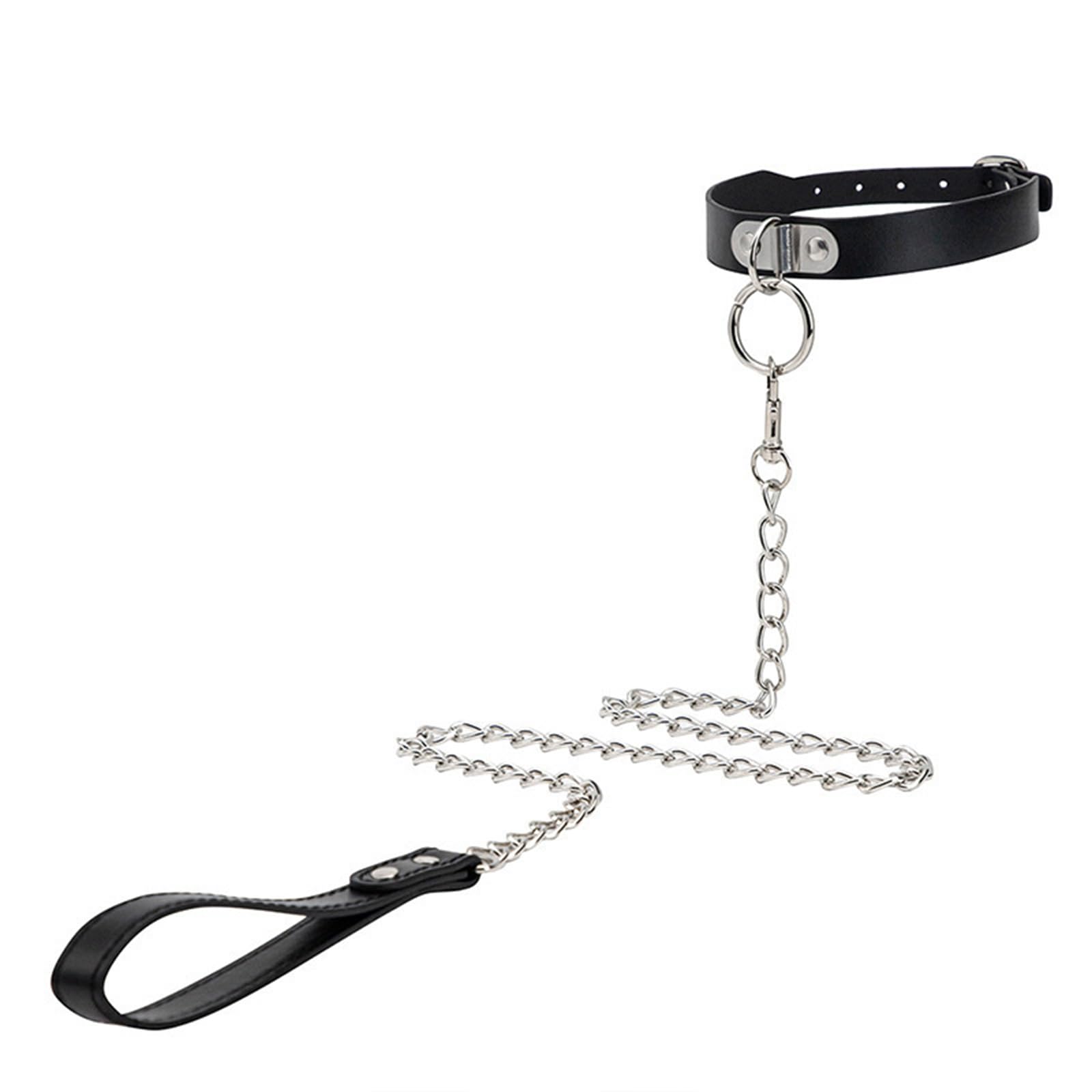 Set girocollo e guinzaglio in pelle nera vintage da donna, con collare a campana e guinzaglio, set collana in morbida pelle sintetica per Halloween gotico cosplay