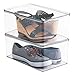 mDesign Closet Stackable Plastic Storage Box with Lid - Container for Organizing Mens and Womens Shoes, Booties, Pumps, Sandals, Wedges, Flats, Heels and Accessories - 5