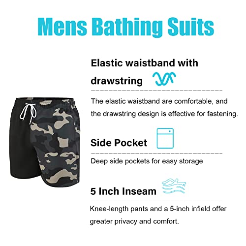 SNOW DREAMS Mens Swimming Trunks 5 inch Swim Shorts Qucik Dry Bathing Suits Lightweight4