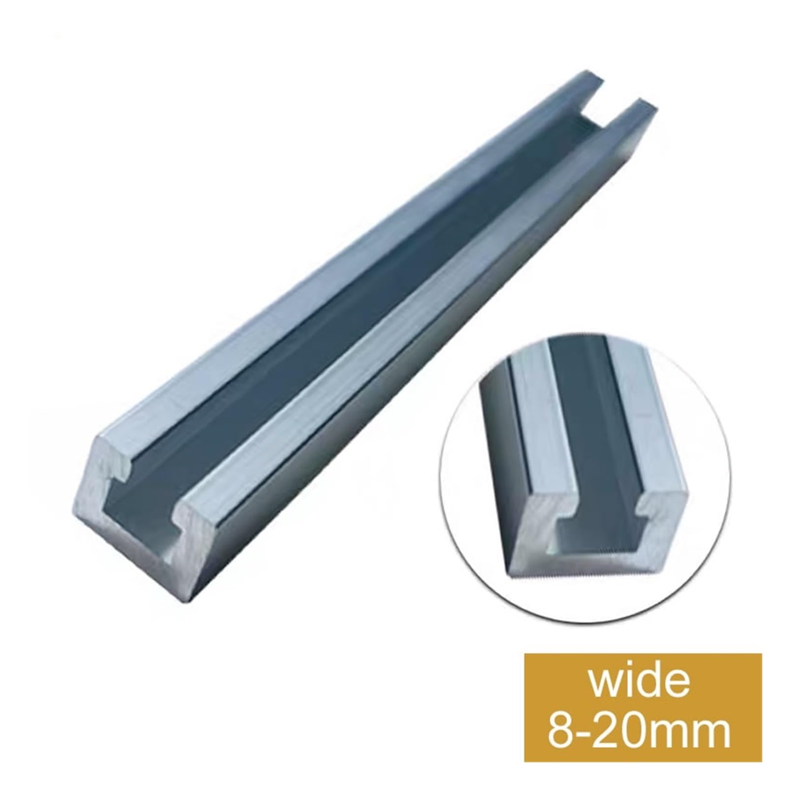 Rura aluminiowa, szczelina C, aluminiowa, szeroka, 8-20 mm, liniowe wytłaczanie, szyna prowadząca, slot na karty, odporna na zużycie (12,3 x 6 x 4,3 mm, 50 cm x 1 szt.)