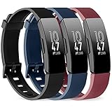Pack 3 bandas de silicona para Fitbit Inspire HR & Fitbit Inspire & Ace 2 pulseras de repuesto para mujeres y hombres pequeños (grande: para muñecas de 18 a 23 cm, negro+azul marino y rojo vino)