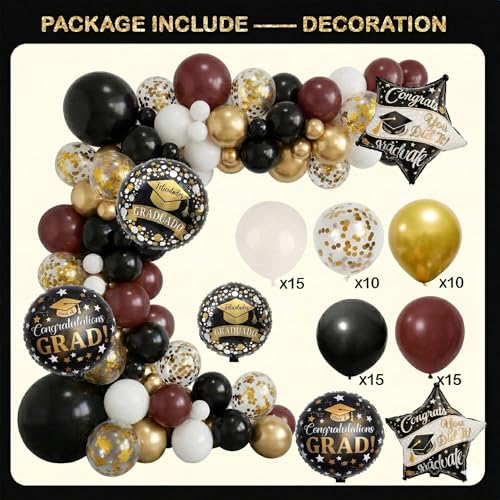 Image of Black and Maroon Graduation Decorations Class of 2026 - Graduation Balloon Boxes, Balloon Arch Garland Kit, Fringe Curtains, Party Decorations 2026 for Any Grades