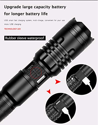 Bestsun 6000 Lumens Xhp50 Led Flashlight,Powerful Xhp50 Rechargeable Handheld Flashlights Tactical Lamp Torch Waterproof Zoomable Torch Lamp For Hiking, Camping, Emergency, Traveling #TOP5