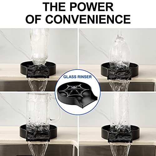 Glass Rinser - Bottle Washer, Kitchen Sink Cup Rinser, Faucet Glass Washer Cleaner Attachment Accessory for Bar Sink, Matte Black