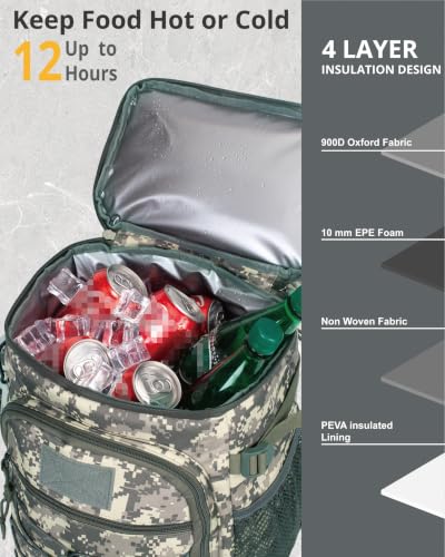 Image of 25L Insulated Cooler Backpack Water-Resistant Molle Cooler Bag for Camping