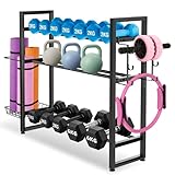 JUOIFIP 3-Stufiges Hantelständer, verstellbarer Hantelablage mit Haken für die Heimfitness-Lagerung, 390LB Kapazitätsgewicht, Black