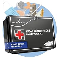 WALSER Erste Hilfe Set Auto 2026, Verbandskasten Auto Auszeichnung Sehr Gut*, KFZ Verbandskasten 2026 europaweit nutzbar Erste Hilfe Kasten, KFZ Verbandstasche, Erste-Hilfe-Set Verbandkasten DIN 13164 – Ansicht 1