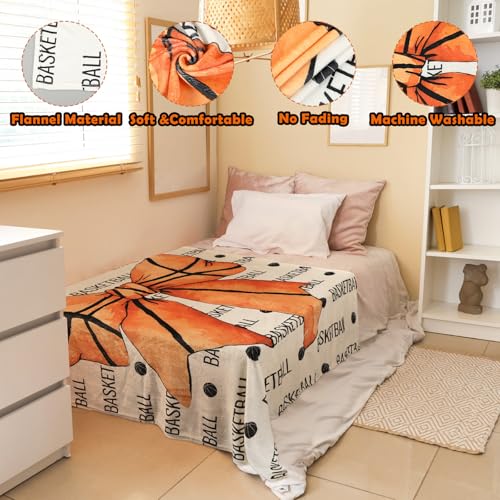 Hillsuren Brown Basketball Coquette Bow Blanket 50 x 60 Basketball Sports Throw Blanket Bow Stuff Team Gifts for Ball Lovers Players Home Decor Halloween Christmas Thanksgiving Gift by Hillsuren - Image 4