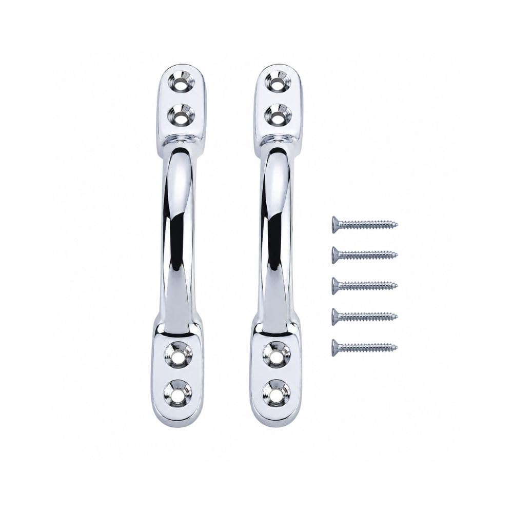Chrome Sash Window Handle 125mm Timber D Pull with Screws 2 Pack