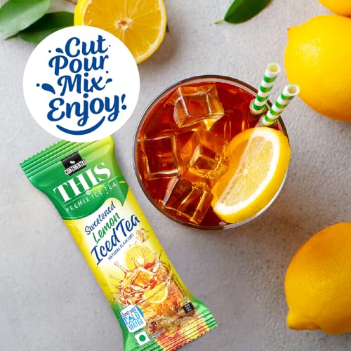 Image of Continental THIS Lemon Iced Tea | Instant Ice Tea Powder Sachets | Refreshing Natural Lemon Flavor | Made with Premium Tea Leaves | Source of Vitamin C | 140g Pouch