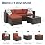 MilleLoom 5-Piece Outdoor Sectional Sofa Set, All-Weather PE Rattan Patio Furniture with Ottoman & Tempered Glass Table, Convertible Garden Couch for Backyard, Porch, Poolside (Brown/Wine Red)