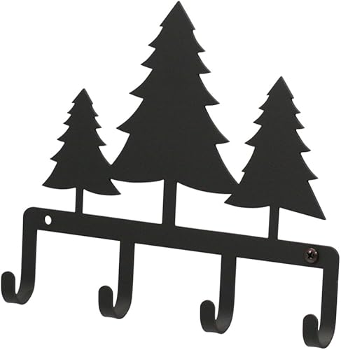 KH-20 Pinos Silueta Negro Metal 4 Gancho Llavero