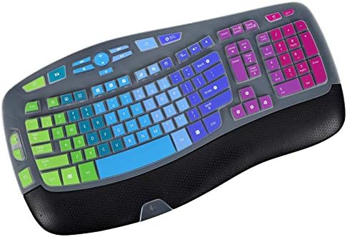 Keyboard Cover for Logitech K350 MK570 MK550 Wireless Wave Keyboard, Logitech K350 Wireless Wave Keyboard Accessories, Logitech K350 Keyboard Skin Protector - Rainbow
