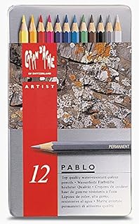 Caran Dache Pablo Set Of 12 Colour Pencils Water Resistant Artist Sketching Metal Case Tin Set 0666_312