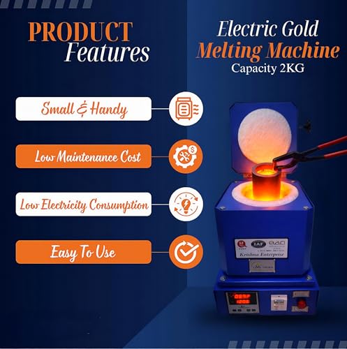 Image of Fast 2KG Electric Melting Machine -, Premium Model, 1200 Max Temperature, Specialized for - Gold, Silver, Copper, Aluminum, Cadmium, Zinc, Brass Bronze & Lid Metal Melting Machine