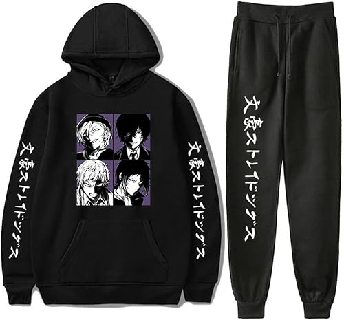 Volrath Anime Bungo Stray Dogs Sudadera con capucha y pantalones deportivos Dazai Osamu con capucha para niños y niñas