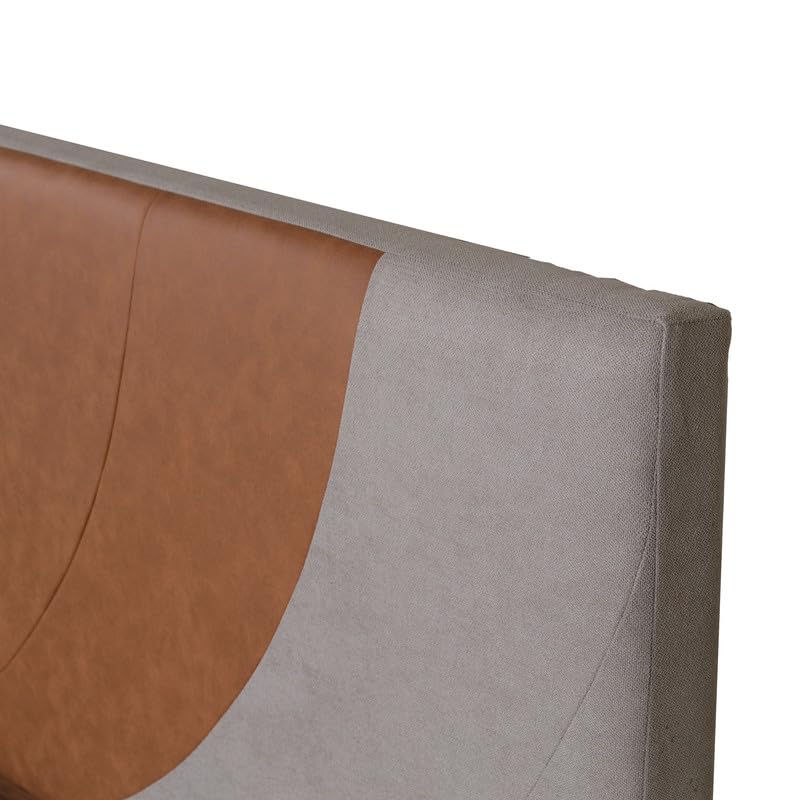 Image of Amazon Brand - Solimo Bed | 1 Year Warranty | Double Bed, Queen Size, Ashtanga Premium Upholstery, Comfortable Seating Height Bed, Non-Woven Base & 3mm MDF, Walnut Colour (Melamine Finish)