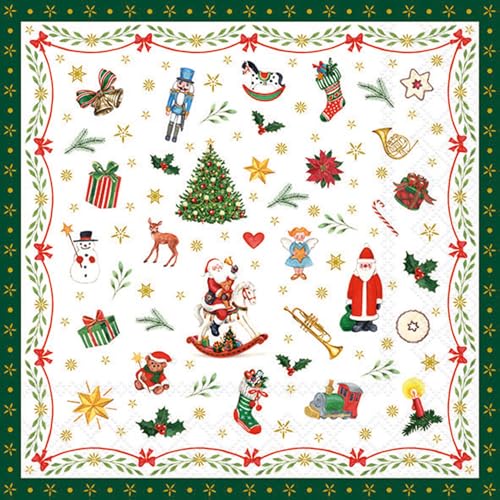 20 Servietten Weihnachten Kleine Weihnachtssymbole grün als...