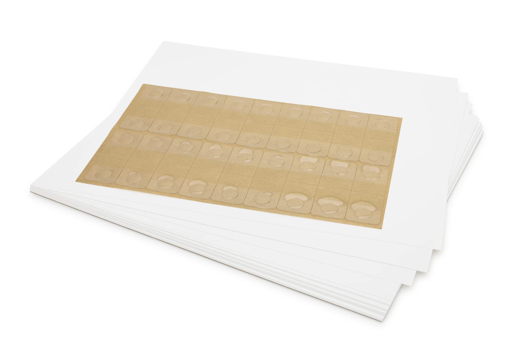 Hygloss Art Board with Hang Tabs - Great for Artwork, Arts & Crafts Supplies, Classroom or Home Projects & More - 25 White Sheets & 36 Clear Self-Adhesive E-Z Hang-Ups per Pack - 10
