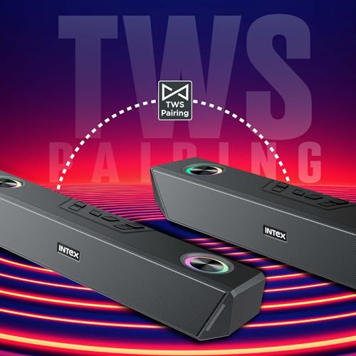 Image of Intex Beast Pro 20X Soundbar 20W Output with RGB Light | Bluetooth 5.0, USB, AUX, TF Card, TWS Pairing, Type-C Charging, 10 Hours Playback, Portable Home Audio Speaker System