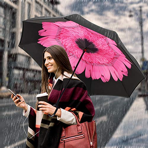 image for Owen Kyne Windproof Double Layer Folding Inverted Umbrella, Self Stand
