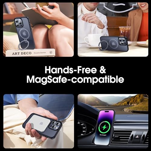 Image of CASEKOO for iPhone 14 Pro Case with Magnetic Invisible Stand, Slim, Black | [Military Drop Protection] [Compatible with MagSafe] Shockproof Slim Matte Translucent Case for iPhone 14 Pro, 6.1 Inch