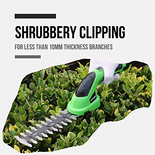 Lichamp Cordless Hedge Trimmers, 7.2V Electric Grass Shears Shrub Trimmer Hand Held Battery Powered Rechargeable for Garden and Lawn Greenwork