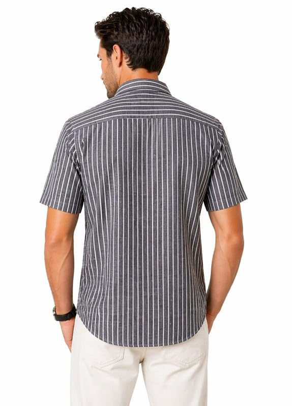 Image of MARK & ALBERT Half Sleeves Regular Fit Formal Shirt for Men Grey