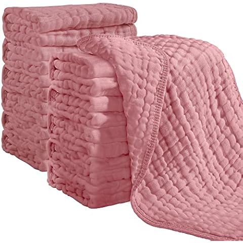 Looxii Muslin Burp Cloths 100% Cotton Muslin Cloths 12 Pack Large 20''x10'' Extra Soft and Absorbent Baby Burping Cloth for Boys and Girls (Bean Paste) Cover