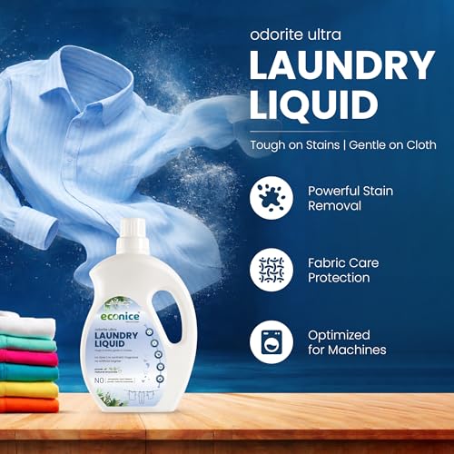 Image of ECONICE Eco-Friendly Laundry Liquid Detergent (1L Pack of 1) | Non-Toxic, Biodegradable & Skin-Friendly | Safe for Kids & Pets | For Top Load, Front Load & Hand Wash | Tough on Stains, Fresh Fragrance