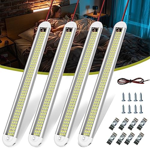 Lot De 4 Tubes Lumineux LED 12V - 120 LEDs Chacun, Blanc Froid 6500K, 1500lm, Pour Voiture, Fourgon, Intérieur