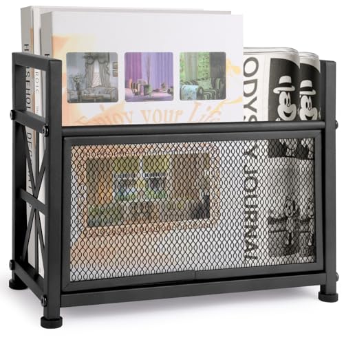OFIDELITY Black Magazine Holder Metal Magazine Rack Floor Mesh Magazine File Holder Magazine Storage Basket Magazine Holders for ClassroomMagazine Stand for Desk Folder Organizer Bin for Books