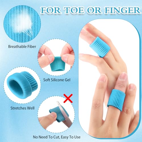 Image of Blulu 24 Pieces Toe Tubes 0.98 Inches Cushion Tube Corn Pads for Toes Sleeves Soft Gel Protectors for Cushions Corns Blisters Calluses 3 Size(Blue,Assorted Sizes)