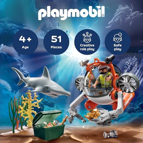 Playmobil | Promo Pack | Treasure Hunt with Submarine | Toy from 4 years | Gift for children | Encourages creativity & a sense of adventure | Underwater adventure with figures & accessories | 71860