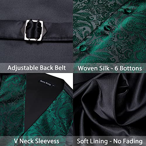 Image of Barry.Wang Formal Men Flower Vest Paisley Jacquard Silk Ties Suit Waistcoat Set Wedding 5PCS