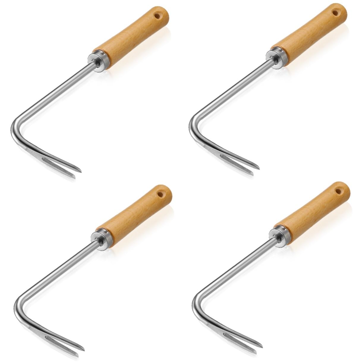 Milisten 4 Stück Hand Unkrautstecher mit Holzgriff Effizientes Entfernen von Ergonomisches Gartenwerkzeug für Müheloses Jäten und Graben für Enge Räume im Garten