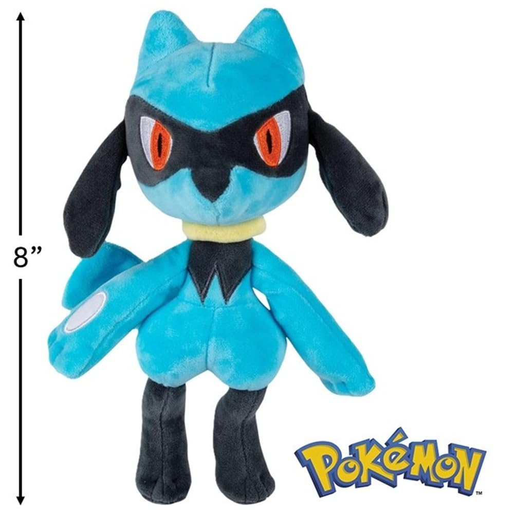 Pokémon Plüschfiguren, 20,3 cm, Hunde-Typ, 3er-Pack, Rockruff, Riolu, Fidough, offizielles Lizenzprodukt, hochwertige weiche Stofftier-Spielzeugfiguren, Geschenk für Kinder, Jungen, Mädchen und Fans,
