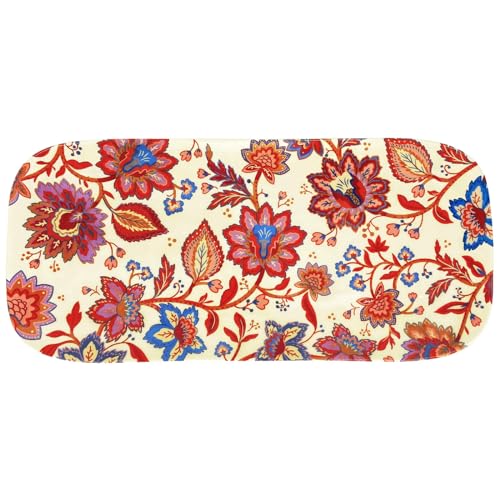 Les Jardins de la Comtesse - Plat à cake long rectangulaire en mélamine fleuris 37,5 cm - Collection Jaipur
