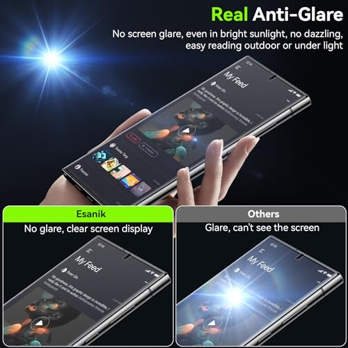 Esanik 2 Pack Matte PET Screen Protector for Samsung Galaxy S22 Ultra/S23 Ultra [6.8 Inch], Auto-alignment, Anti-Glare & Anti-Fingerprint, PET Film [Non-Glass],Fingerprint ID Compatible,Smooth as Silk - Thumbnail 3