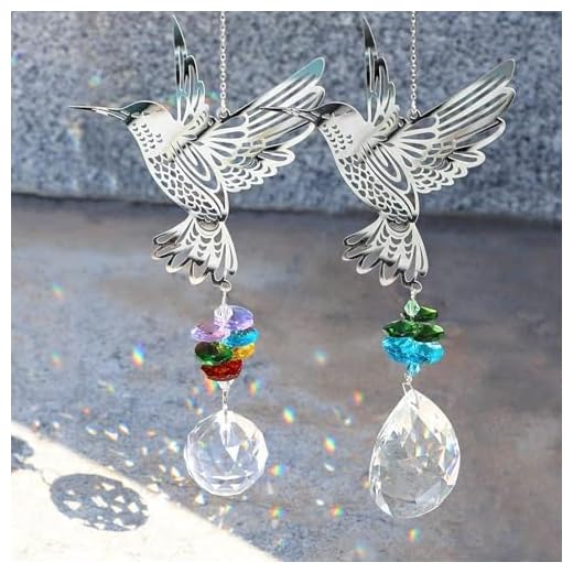 EEEKit 2 Atrapasueños De Ventana con Prisma de Bola de Cristales, Adornos Colgantes de Colibrí, Fabricante De Arcoíris para el hogar, Decoración de Jardín, Colgantes de Coche, Regalos de Mujer