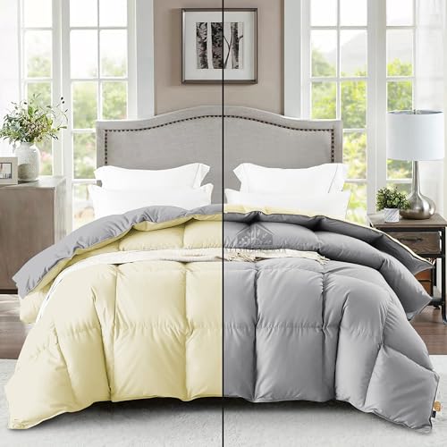 Image of Reversible Heavy Winter Comforter Single Size 60 inchX90 inch | 600 GSM Fill for Winter Comforter /Rajai /Duvet /Blanket Hotel Luxury Soft Fluffy Single Size - Ivory /Silver Grey Color