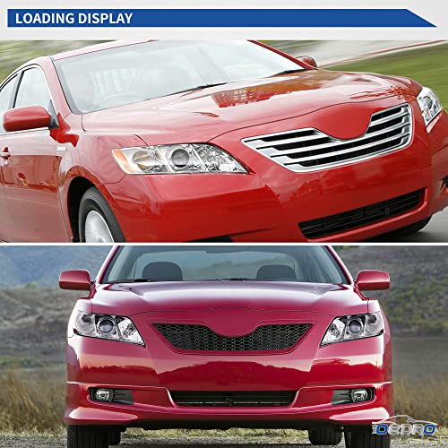 Image of OEDRO Headlight Assembly Compatible with 2007 2008 2009 Toyota Camry (Exclude Hybrid) Halogen Headlamp with Amber Refector Clear Lens Chrome Housing Pair (W /O Bulbs)