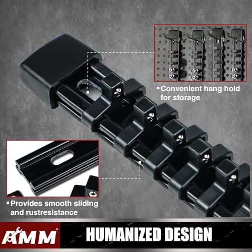 Image of AMM 6-Piece Socket Organizer,1 /4 inch Drive ABS Tools-Socket Holder,Heavy Duty Socket Racks,Premium Quality Socket Clip Rail Holder,The best tool trays in the garage