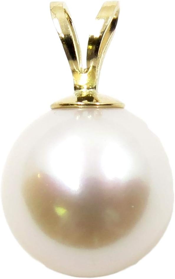 14K Gold White Freshwater Cultured Pearl Pendant - AAA+ Quality
