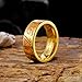 King Will Mens Gold Titanium Wedding Bands With Orange Words 7mm Mens Fashion Rings Polished Statement Ring Comfort Fit Size 11.5