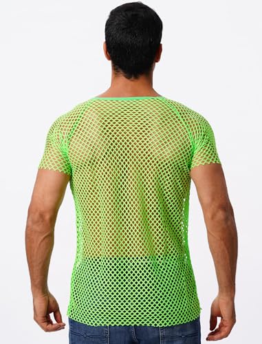 ABAFIP Men's Short Sleeve Fishnet Shirt Mesh Sheer Tank Top Muscle T-Shirt Undershirt Rave Clubwear4