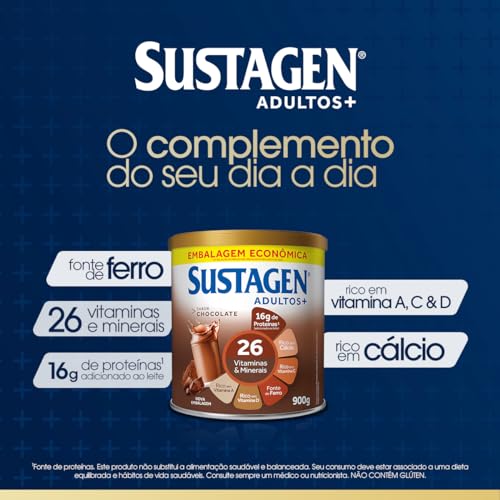 Complemento Alimentar Sustagen Adultos+ Sabor Chocolate - Lata 900g, Sustagen N&E